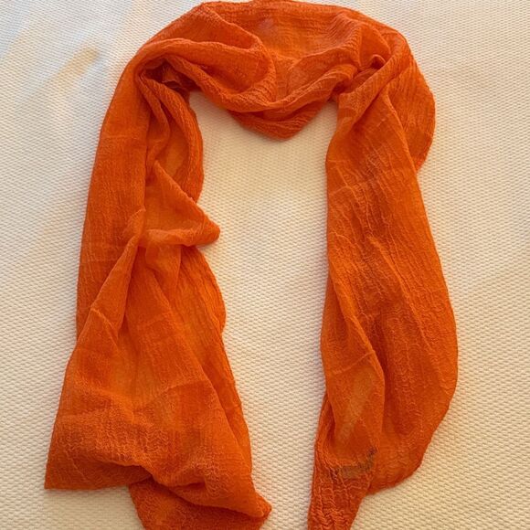 Olivier Goureau Paris Organic Textured Orange Oblong Scarf. - Picture 1 of 4